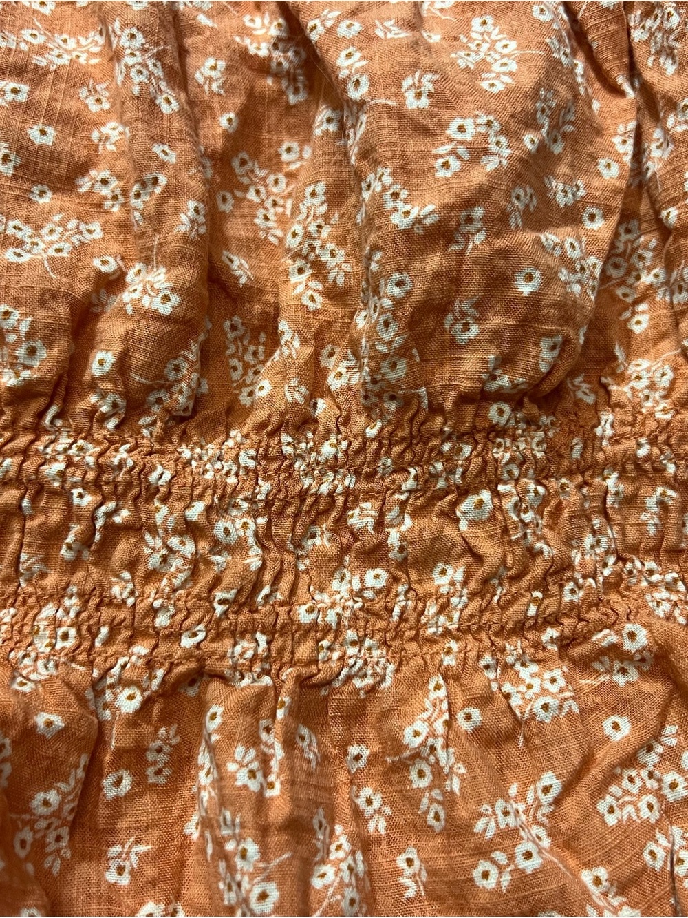 Rust Orange Floral Ruffle Crop Summer Coquette Womens Top M - Picture 4 of 7